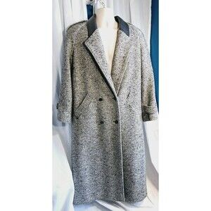 VTG 80's Jack Set Wool Mix Coat Womens 10 Tweed Herringbone Trench Jacket Poland